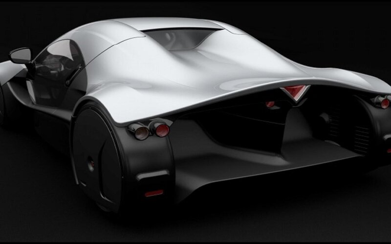 Silver Sports Car — Dramatic, 3d Render, Taillights