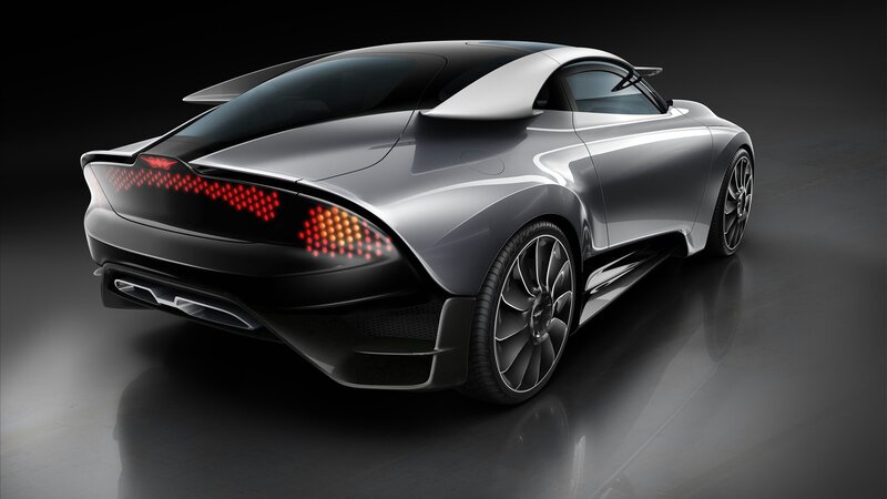 Silver Sports Car — Dramatic, 3d Render, Taillights, Wheels