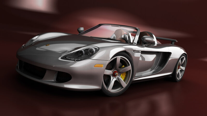 Silver Sports Car — Dramatic, 3d Render, Targa Top