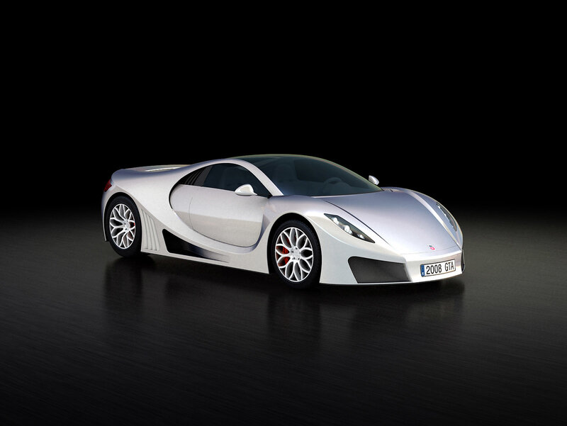 Silver Sports Car — Dramatic, 3d Render, Wheel, License Plate