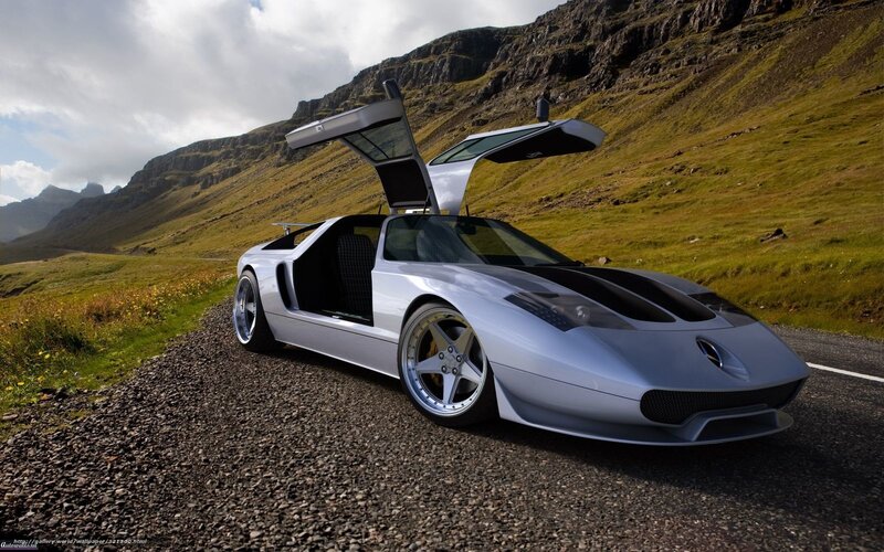 Silver Sports Car — Dramatic, Afternoon, 3d Render, Mountain