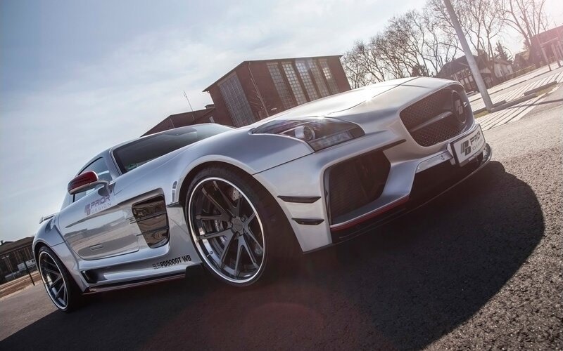 Silver Sports Car — Dramatic, Afternoon, Photograph, Building, Trees