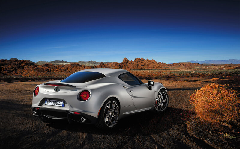 Silver Sports Car — Dramatic, Afternoon, Photograph, Desert, Mountains