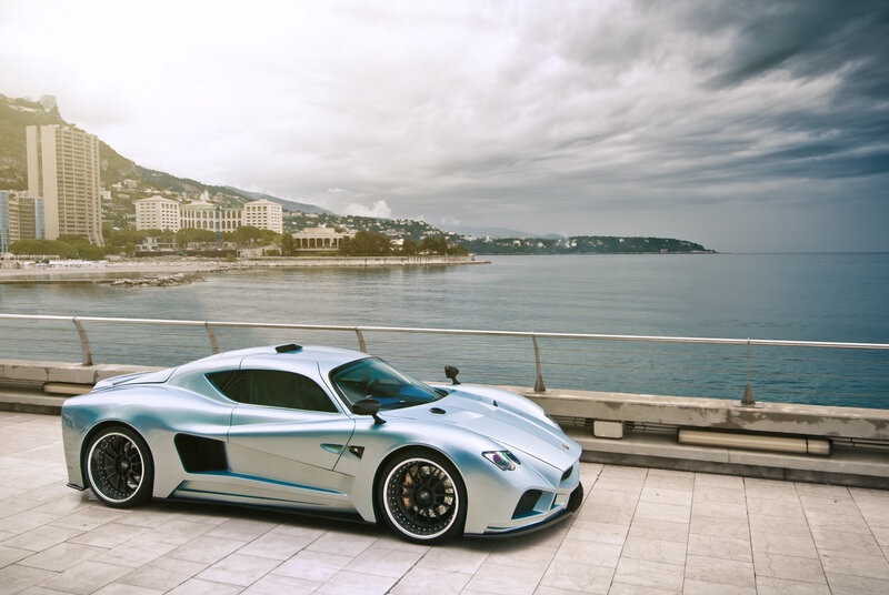 Silver Sports Car — Dramatic, Afternoon, Photograph, Sea
