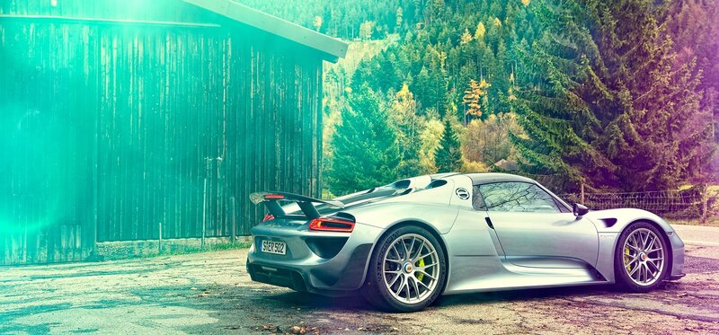 Silver Sports Car — Dramatic, Autumn
