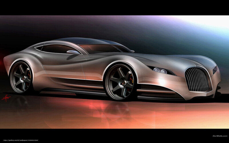 Silver Sports Car — Dramatic, Digital Art, Grille