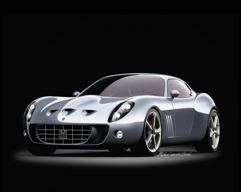 Silver Sports Car — Dramatic, Digital Art, Headlights, Grille
