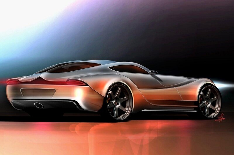 Silver Sports Car — Dramatic, Digital Art