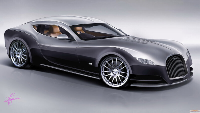 Silver Sports Car — Dramatic, Digital Art, Wheels, Grille