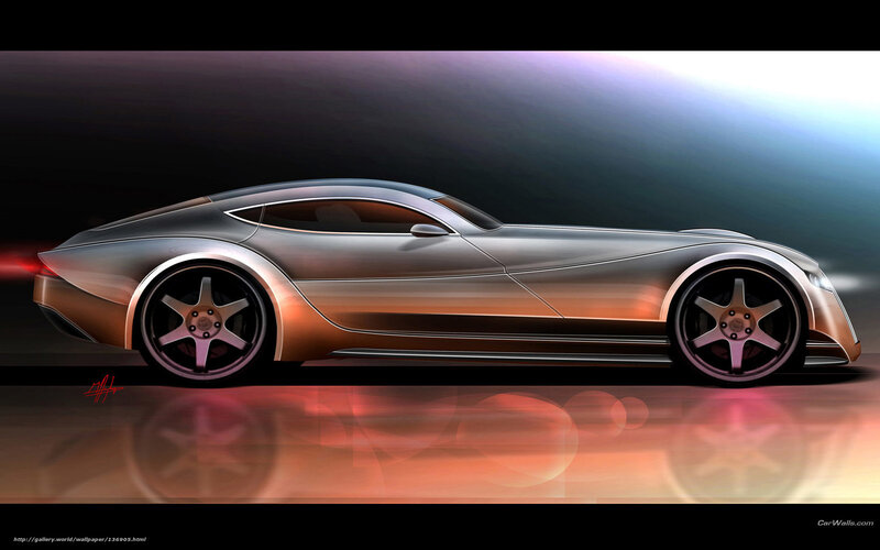 Silver Sports Car — Dramatic, Digital Art, Wheels, Reflection