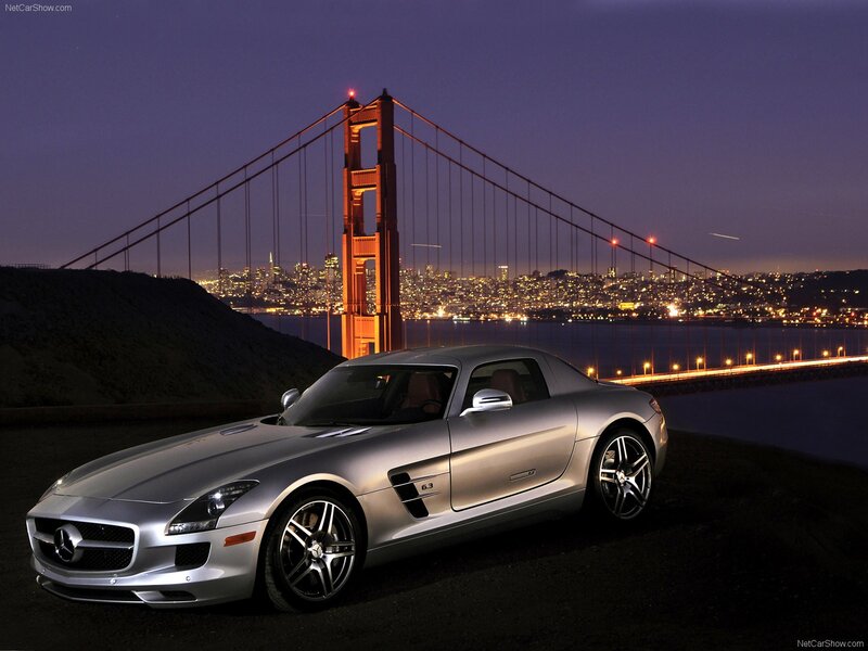 Silver Sports Car — Dramatic, Night, Photograph, Golden Gate Bridge, City Lights