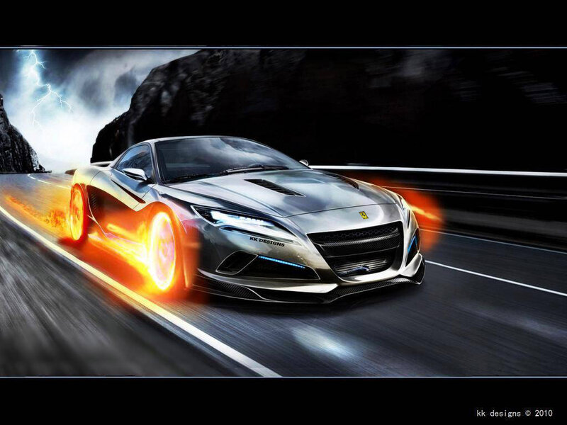 Silver Sports Car — Dramatic, Night