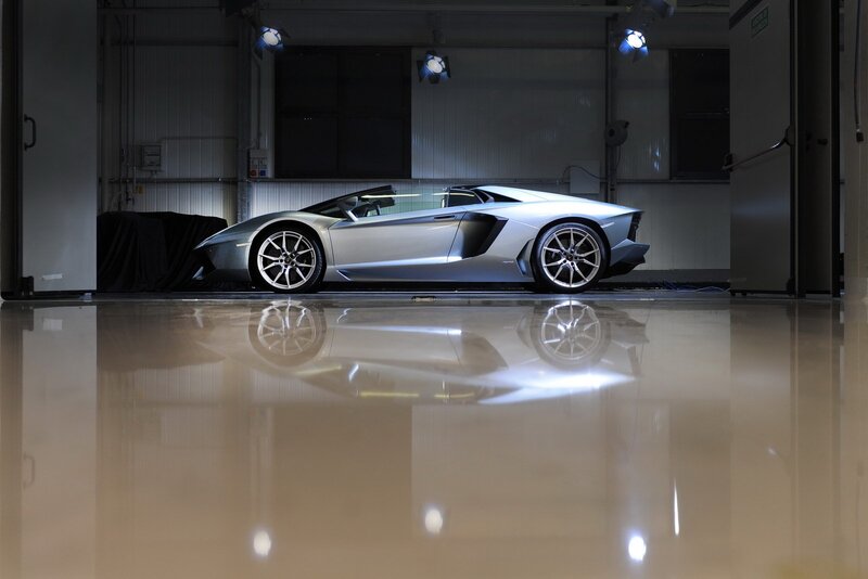 Silver Sports Car — Dramatic, Photograph, Garage