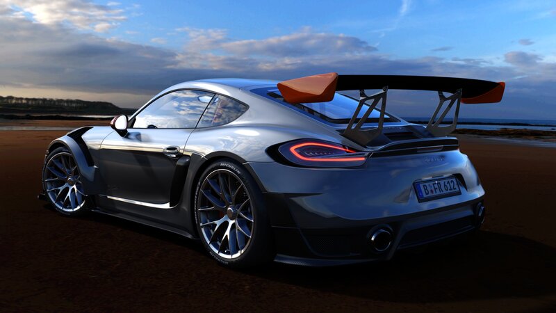 Silver Sports Car — Dramatic, Sunset, 3d Render, Beach