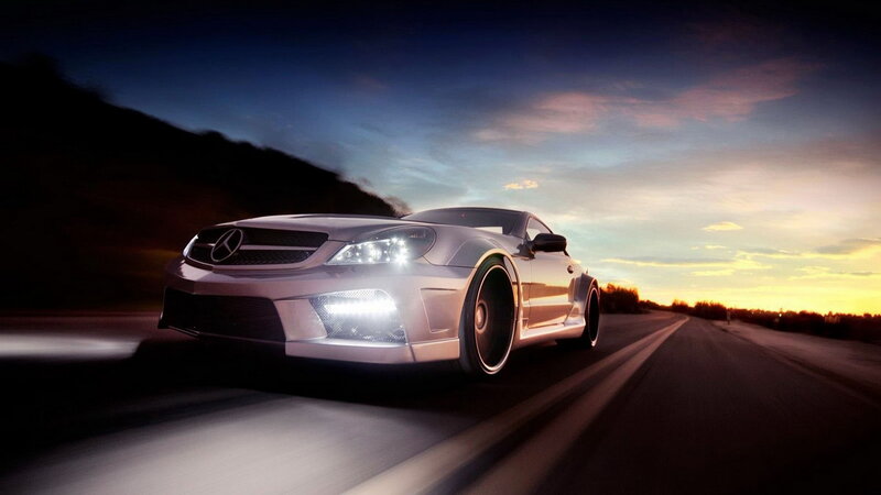 Silver Sports Car — Dramatic, Sunset, 3d Render, Road, Sky