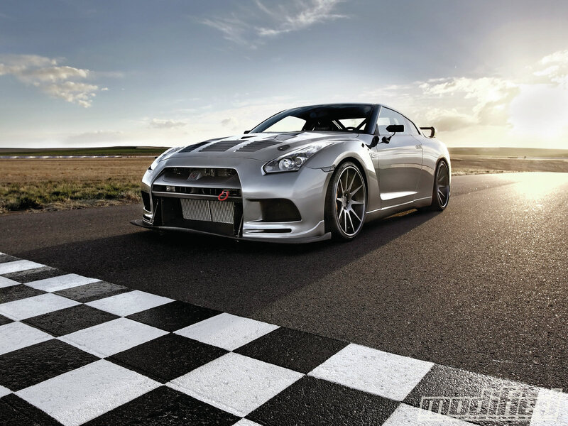Silver Sports Car — Dramatic, Sunset, Photograph, Checkered Flag