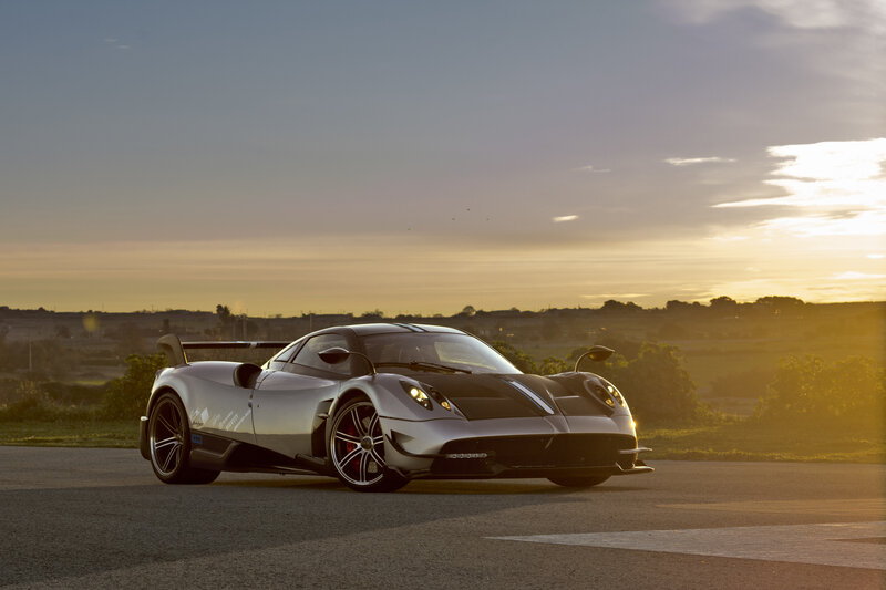 Silver Sports Car — Dramatic, Sunset, Photograph, Road, Sky