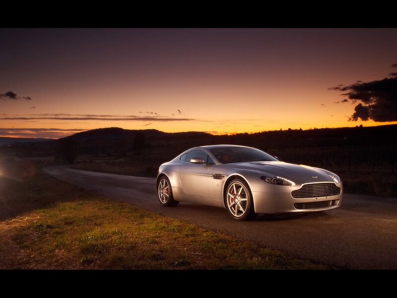 Silver Sports Car — Dramatic, Sunset, Photograph, Road