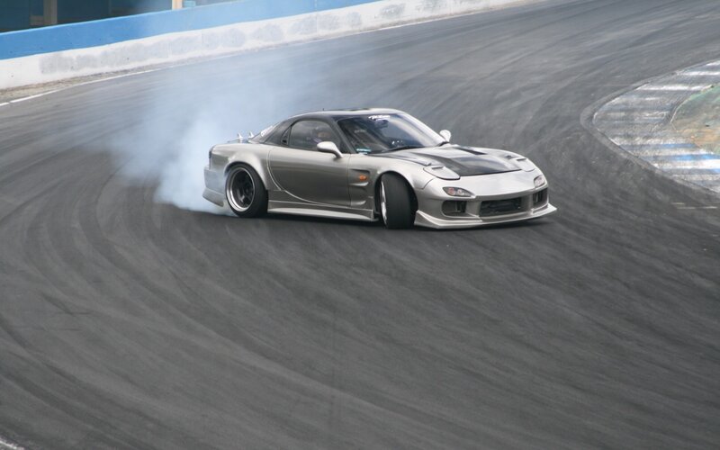 Silver Sports Car Drifting — Gray