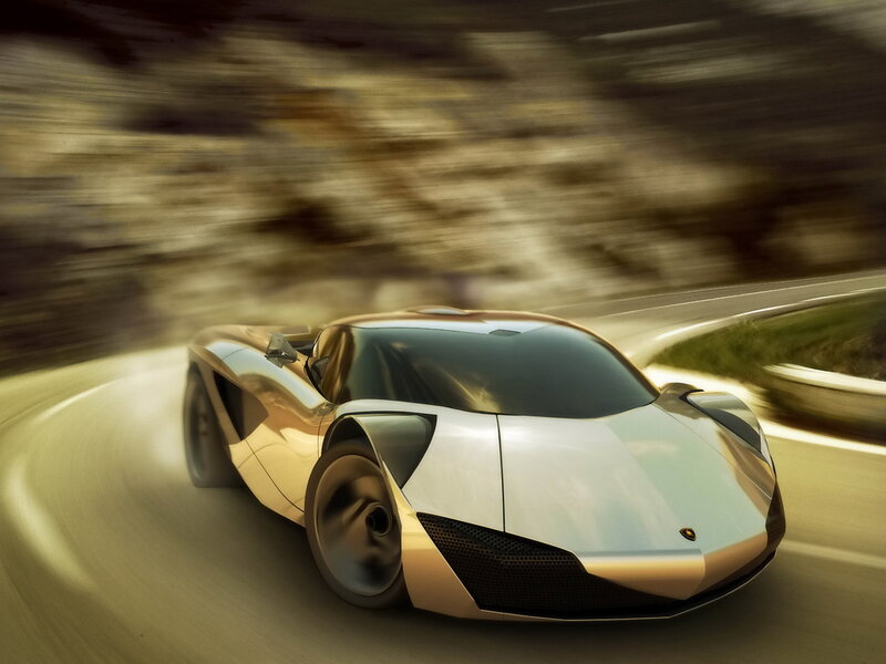 Silver Sports Car — Dynamic, 3d Render, Road