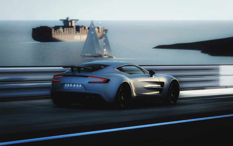 Silver Sports Car — Dynamic, Afternoon, 3d Render, Ship