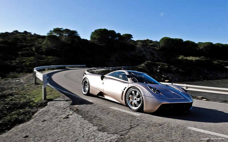 Silver Sports Car — Dynamic, Afternoon, Photograph, Road, Trees, Guardrail