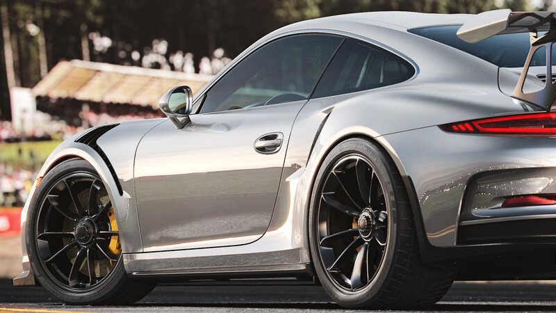 Silver Sports Car — Dynamic, Afternoon, Photograph, Tire, Rear Wing