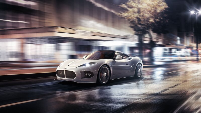 Silver Sports Car — Dynamic, Night, 3d Render, City Street