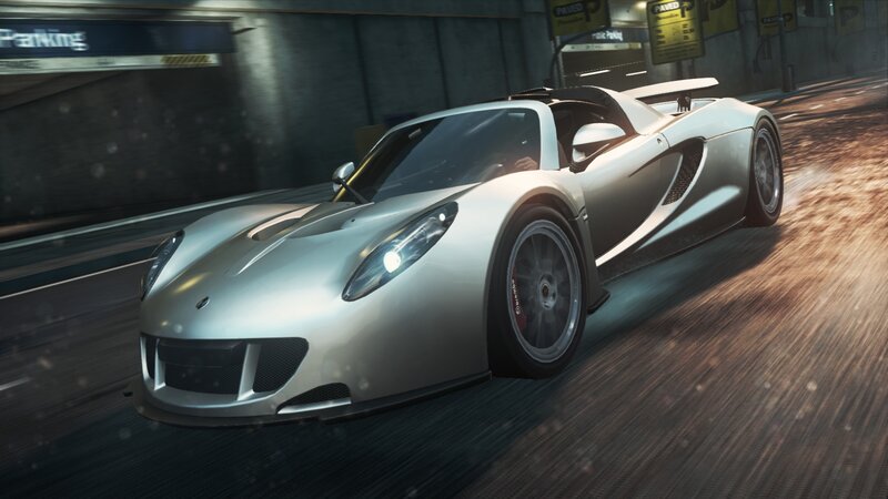 Silver Sports Car — Dynamic, Night, 3d Render