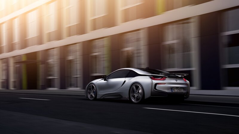 Silver Sports Car — Dynamic, Sunset, 3d Render, Building