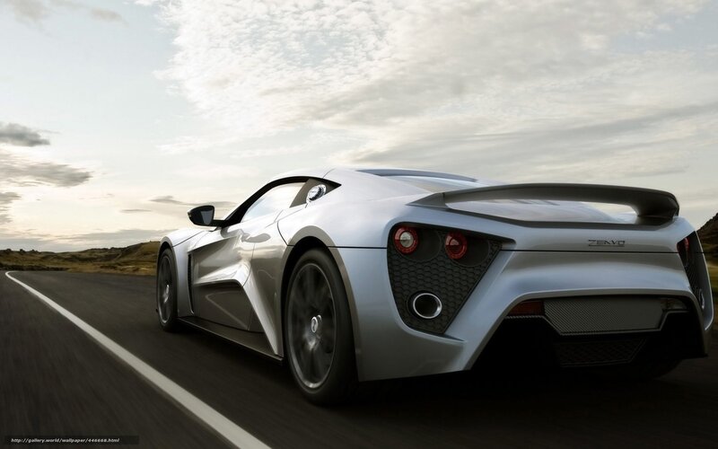 Silver Sports Car — Dynamic, Sunset, 3d Render, Road, Sky, Clouds
