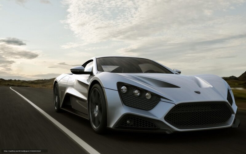 Silver Sports Car — Dynamic, Sunset, 3d Render, Road, Sky, Hills