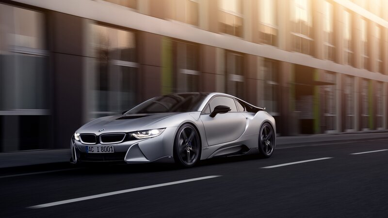 Silver Sports Car — Dynamic, Sunset, Photograph, Building