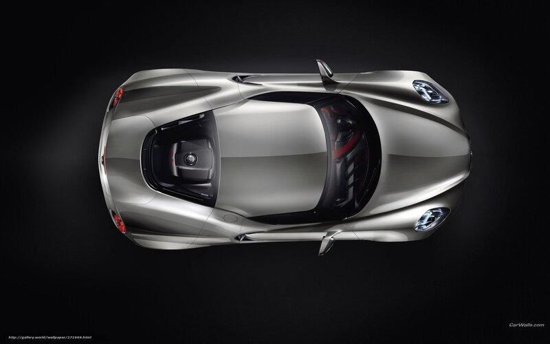 silver sports car from above