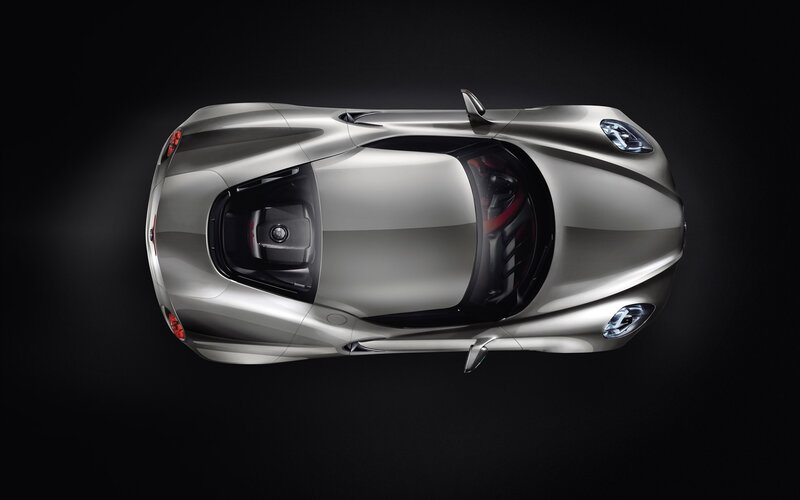 silver sports car from above