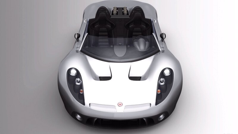silver sports car from above