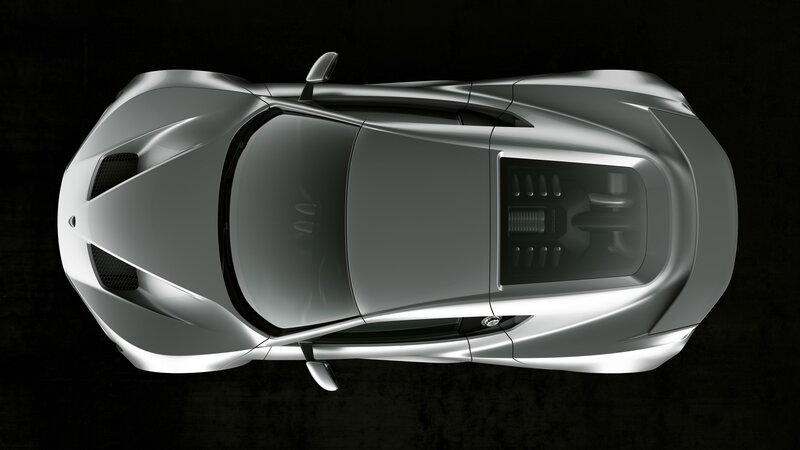 silver sports car from above