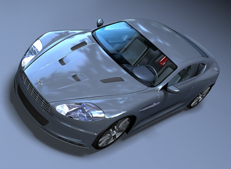 silver sports car from above