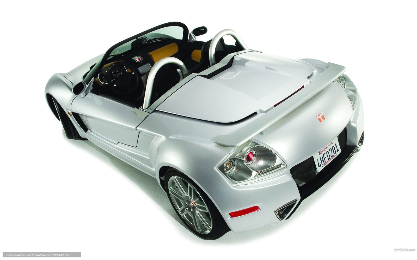 silver sports car from above