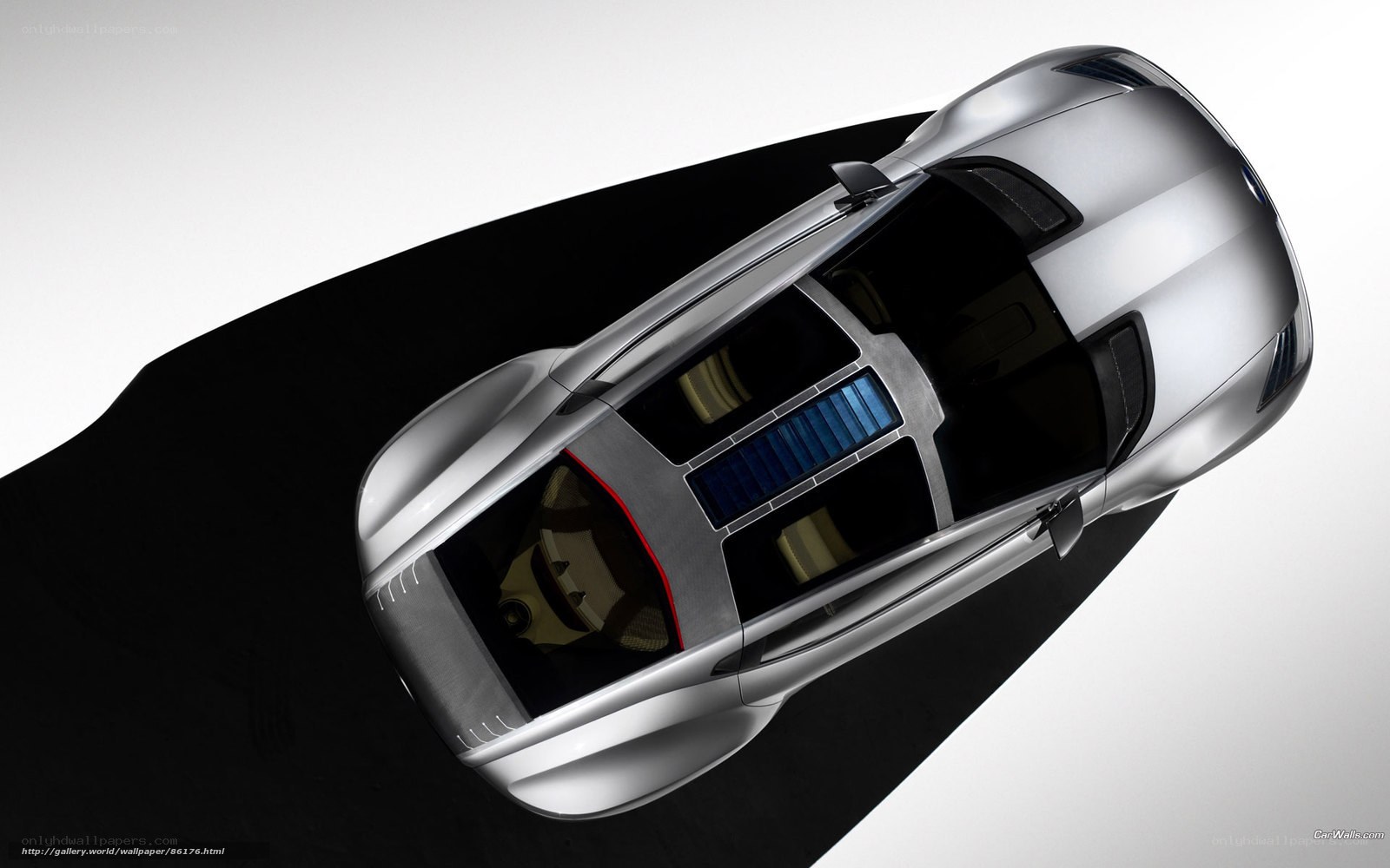 silver sports car from above