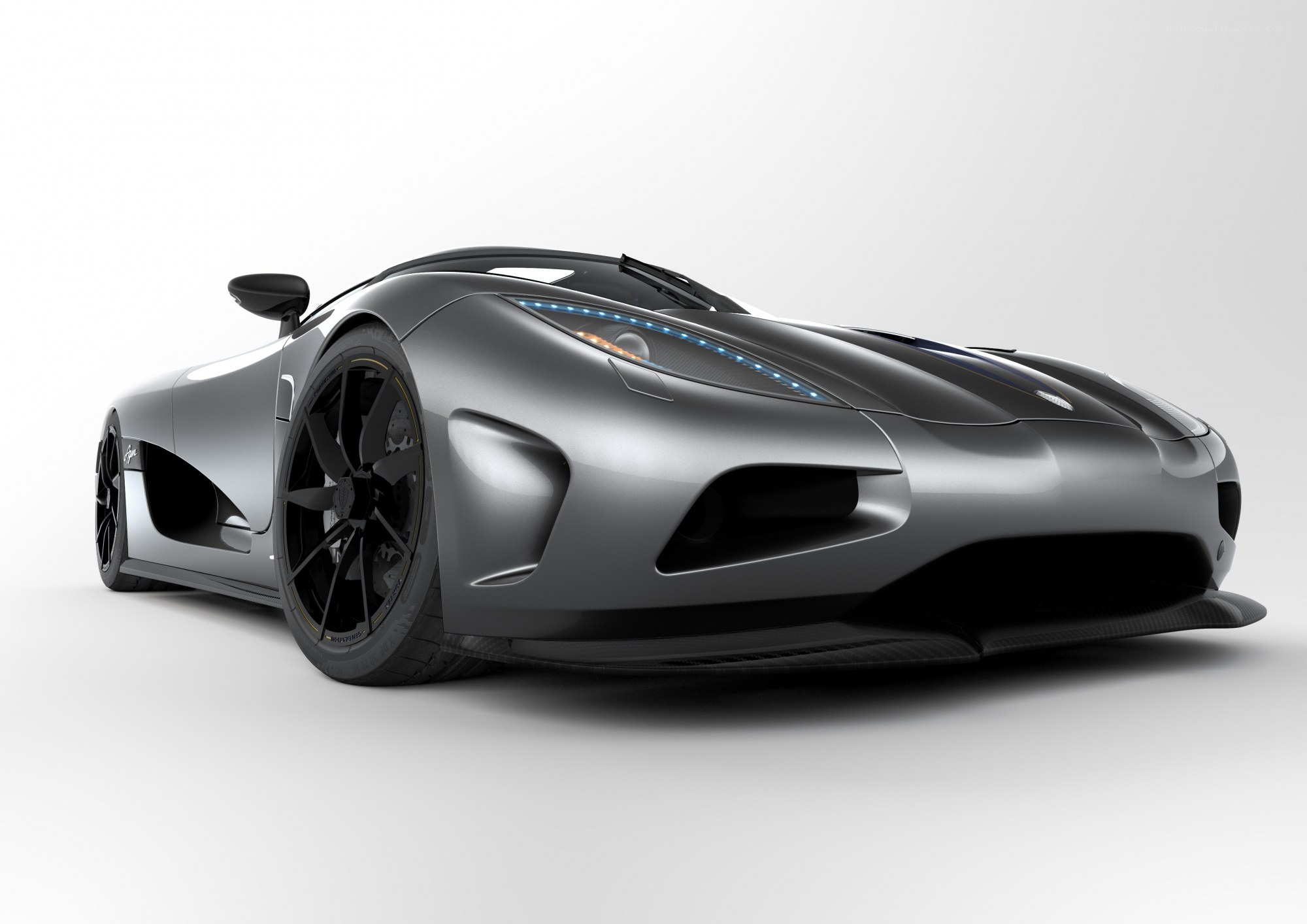 silver sports car front view