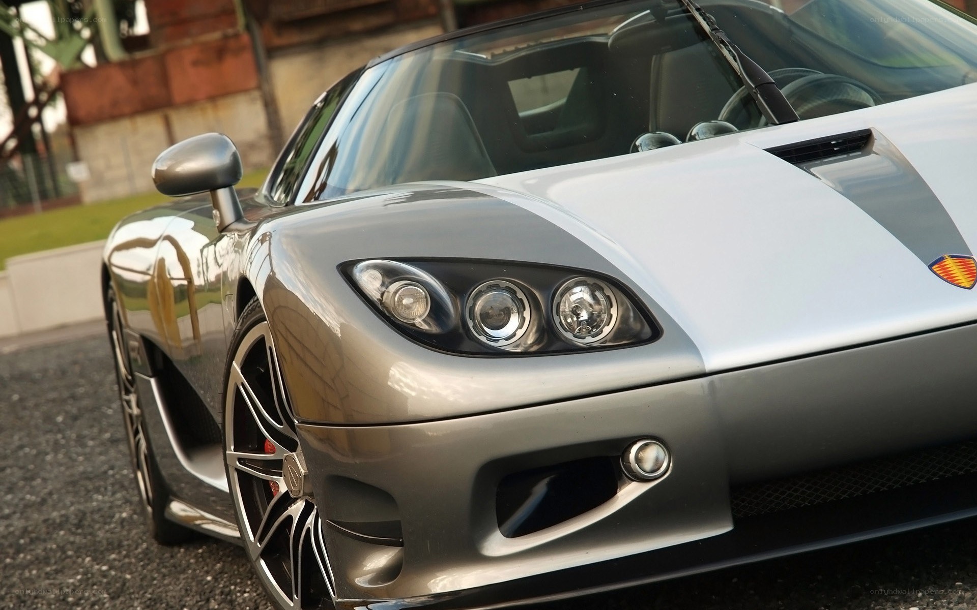 silver sports car front view