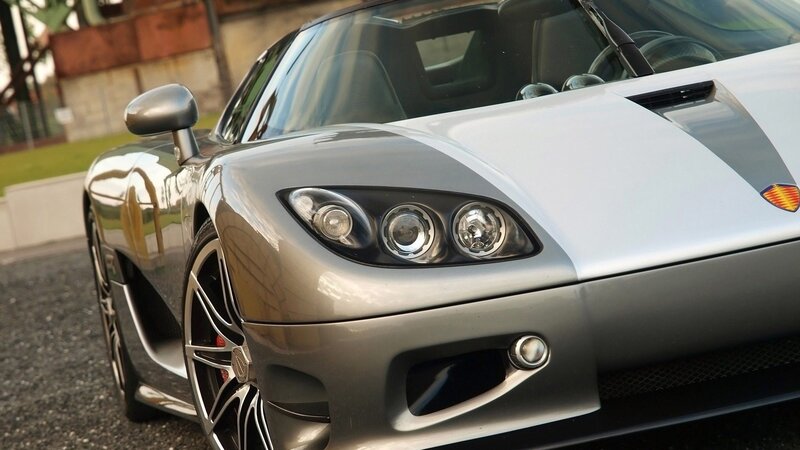silver sports car front view