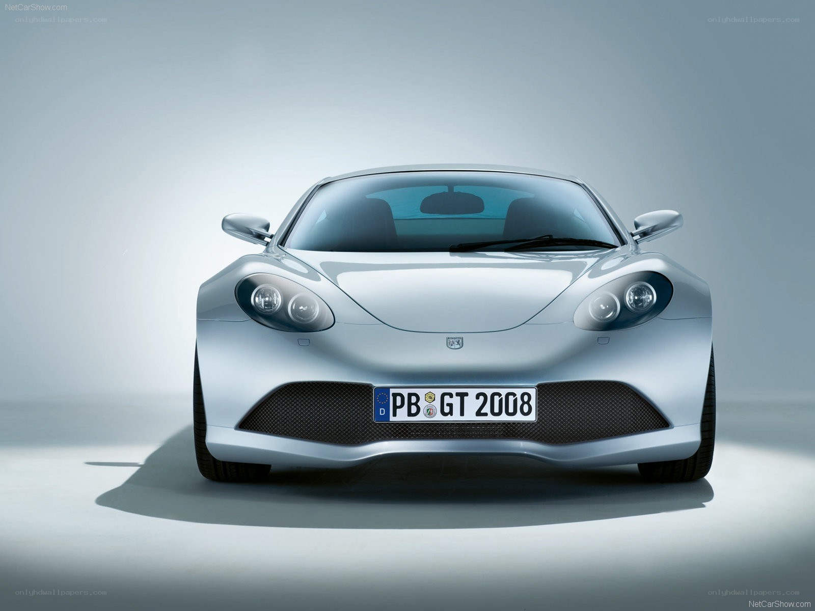 silver sports car front view