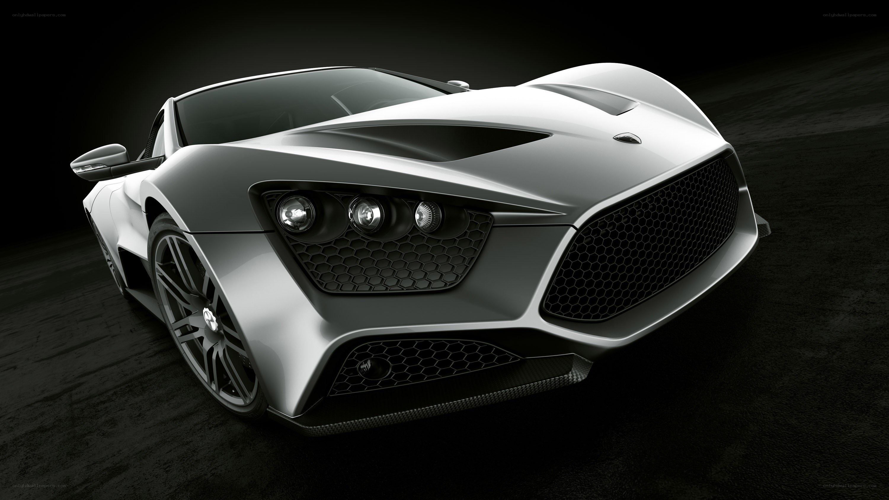 silver sports car front view
