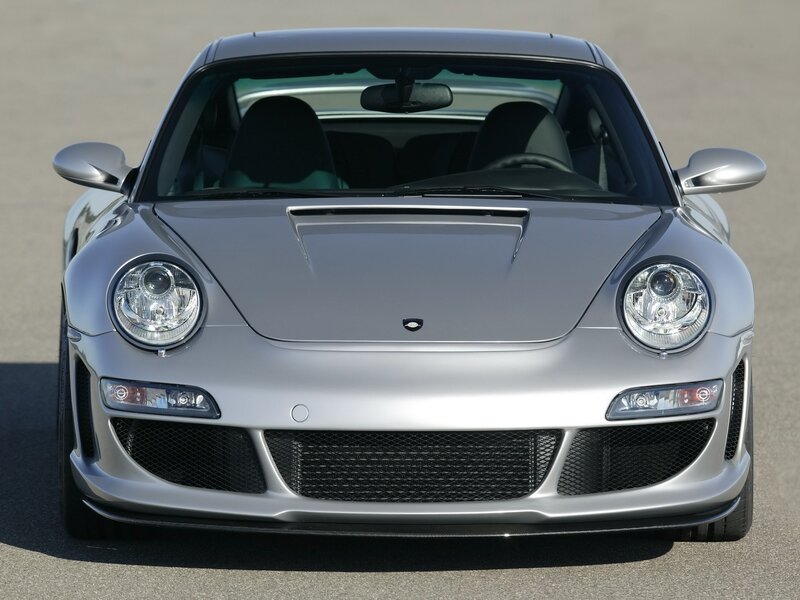 silver sports car front view