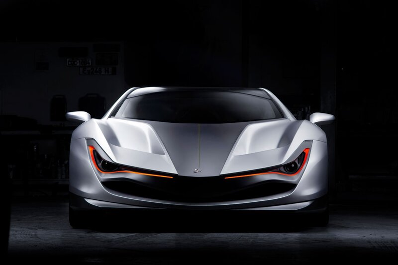 silver sports car front view