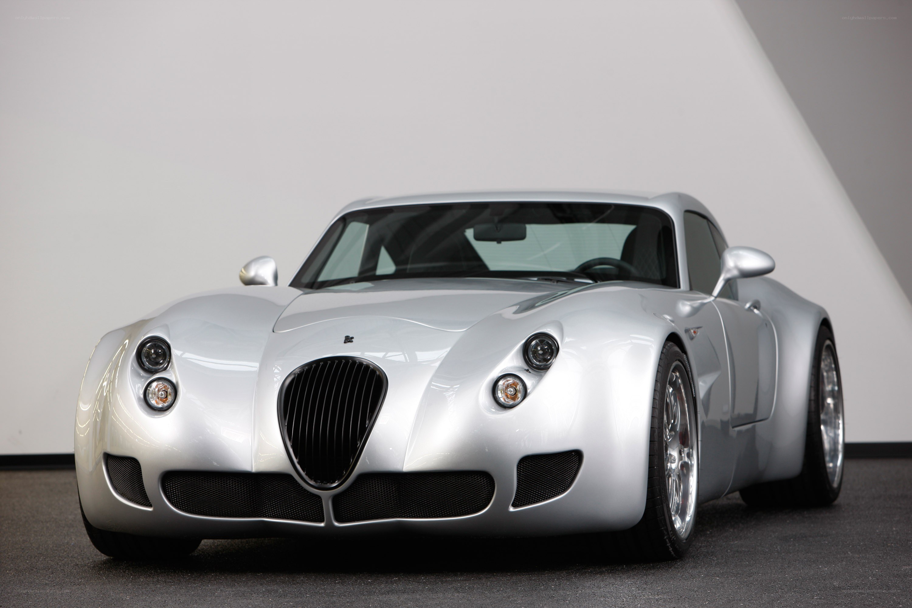 silver sports car front view