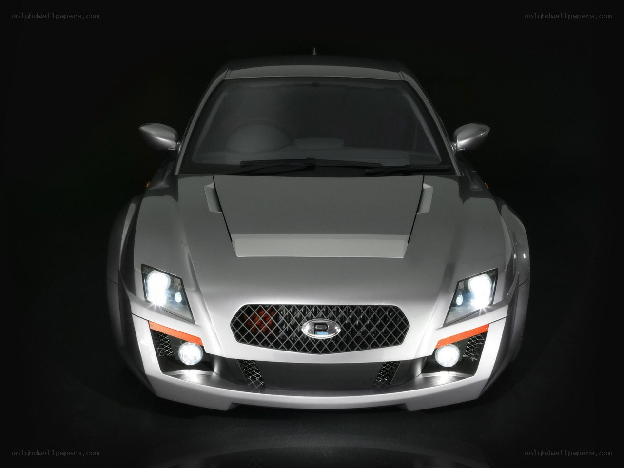 silver sports car front view