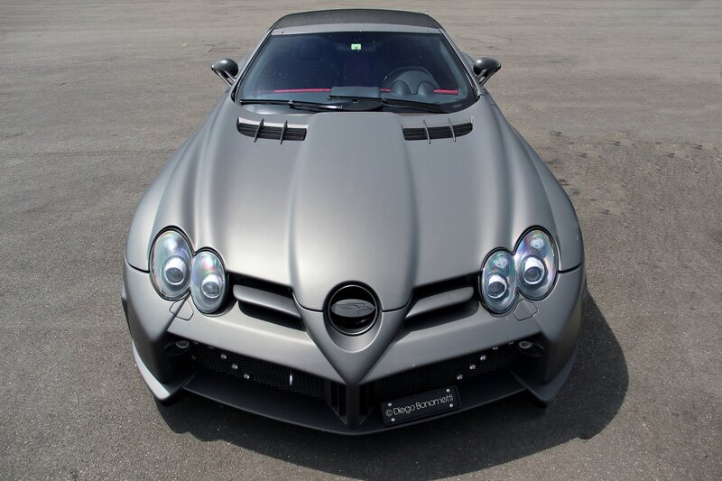 silver sports car front view